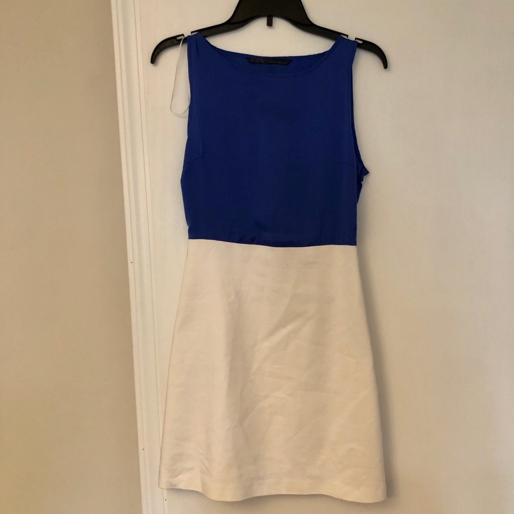 DONATING TOMORROW. NWT Zara Basic Small blue and white color block Dress